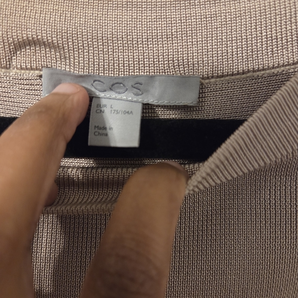 COS Neutral Brown Sleeveless Scoop Neck Ribbed Layering Minimalist Top. Size L - Picture 6 of 6